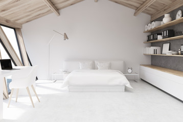 White bedroom in an attic