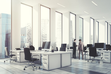 White open office, wall, corner toned