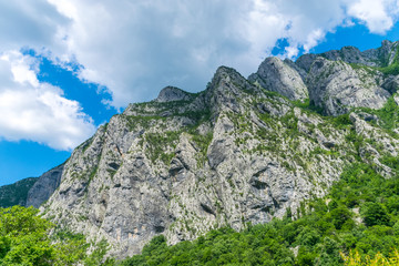Steep mountain slopes in the canyons along the river Moraca.