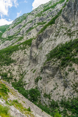 Steep mountain slopes in the canyons along the river Moraca.