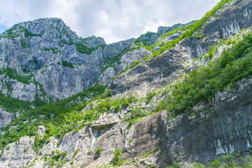 Steep mountain slopes in the canyons along the river Moraca.