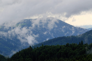 Beautiful mountain landscape at dusk in the Black Forest, Germany