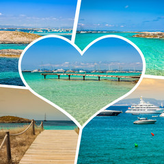 Collage of island Formentera, Spain. Europe.
