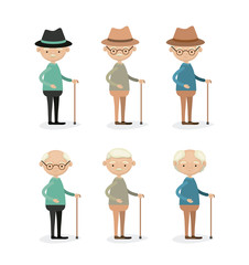 white background set full body standing of grandfather