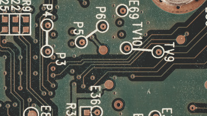 PC microcircuits. Macro computer electronics background texture with no people top view. 