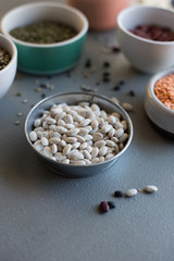 Navy beans with dried beans and lentils