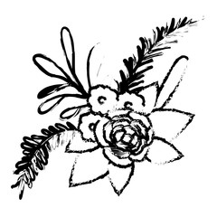 blurred silhouette of floral ornament with several flowers and branches