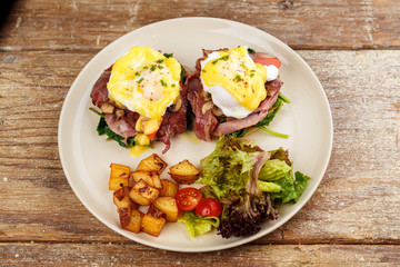Hamburger , burger with grilled beef, egg, cheese, bacon and vegetables