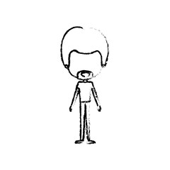 blurred silhouette of caricature faceless thin bearded man in clothes with modern haircut