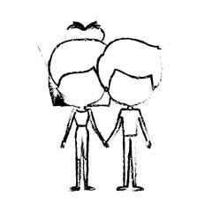 blurred silhouette of caricature faceless thin couple of man and woman with bun medium hairstyle