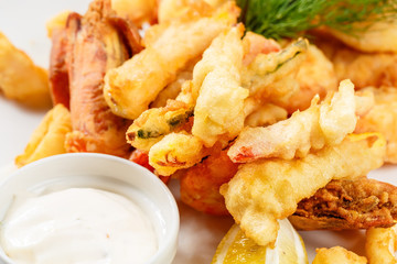 Breaded Prawns - King prawns coated in plain and spicy breadcrumbs and deep-fried