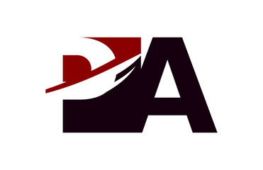 PA Red Negative Space Square Swoosh Letter Logo