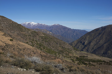 Mountainous landscape of Parque Yerba Loca set in a glacial valley close to Santiago, capital of...