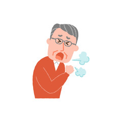 vector illustration of an elderly man coughing