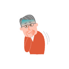 vector illustration of an elderly man nauseated