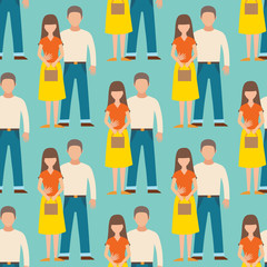People happy love couple seamless pattern relationship characters lifestyle vector illustration relaxed friends.