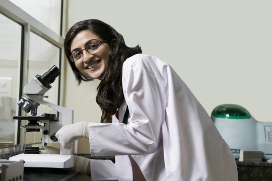 Doctor with a microscope 