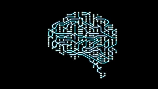 Seamless looping animation of a brain microchip / circuit board.