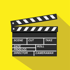 Fototapeta premium Clapper board. Flat design. Vector illustration.
