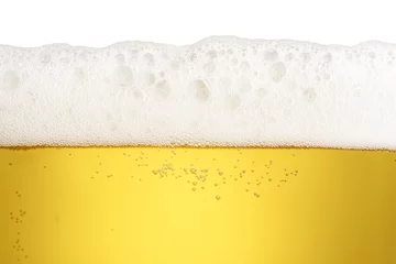 Papier Peint photo autocollant Bière bouchent la bière avec de la mousse et des bulles