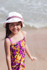 portrait of asian lovely girl on the beach