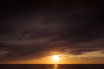 Fototapeta na wymiar Sunset on Lanzarote coast