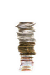 coins on the white background