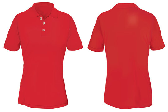 Red Polo Shirt Template For Woman