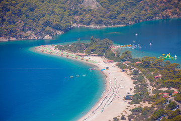 Fototapeta na wymiar Aerial view of the beach of Oludeniz and Blue Lagoon