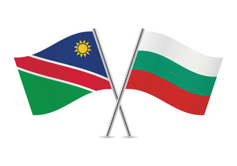 Nambia and Bulgaria flags.Vector illustration.