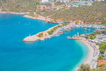 Fototapeta premium Holidaymakers sunbathing at Kalkan beach,