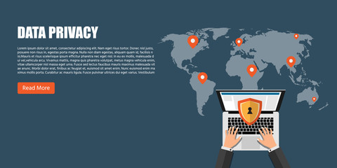 Online Check in, Data Privacy Concept, Modern Flat designed vector illustration