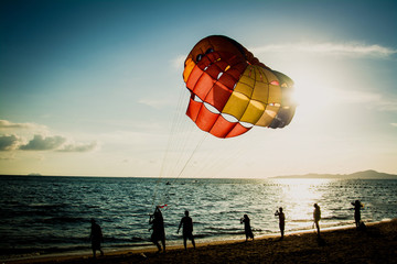 Parasailing at  Beach in Pattaya Thailand
