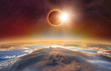 Obraz premium Zaćmienie Słońca „Elementy tego obrazu dostarczone przez NASA”