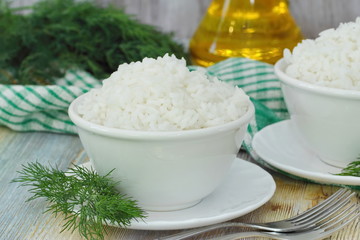 Obraz na płótnie Canvas Boiled rice on plate