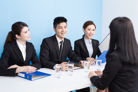 businesspeople with interview