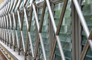 Greenhouse made of glass and metal carcass. 