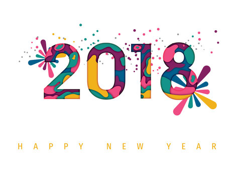 Happy New Year 2018, Carte de voeux - New year greeting card, New year background.