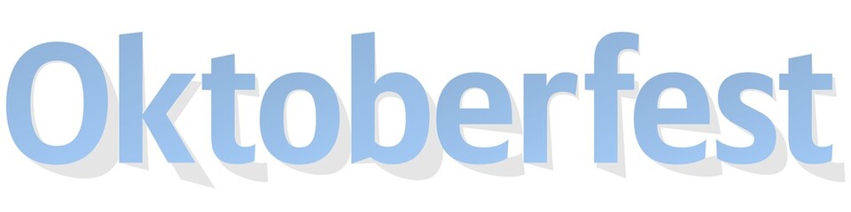 Oktoberfest Banner light blue letters on a white background.