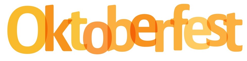 Oktoberfest Banner yellow transparent letters on a white background.
