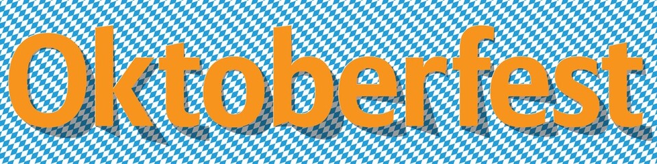 Oktoberfest Banner yellow letters on a checkered background.
