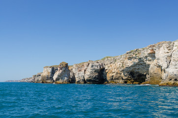 Fototapeta na wymiar Rocky coast on the Black Sea near Tyulenovo village, Bulgaria