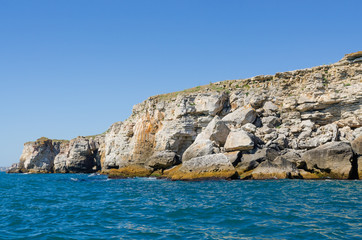 Rocky coast on the Black Sea near Tyulenovo village, Bulgaria