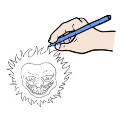 Hand drawing a rebel face