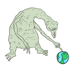 Big alien and small planet