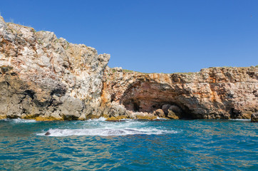 Rocky coast on the Black Sea near Tyulenovo village, Bulgaria