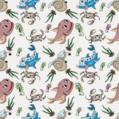 Seamless background underwater life child drawing 4