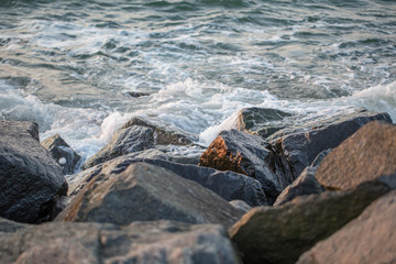 Meer, Gischt, Wellen, Steine