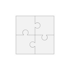 Jigsaw puzzle blank vector 2x2, four pieces