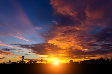 Sunset sky with cloud color.